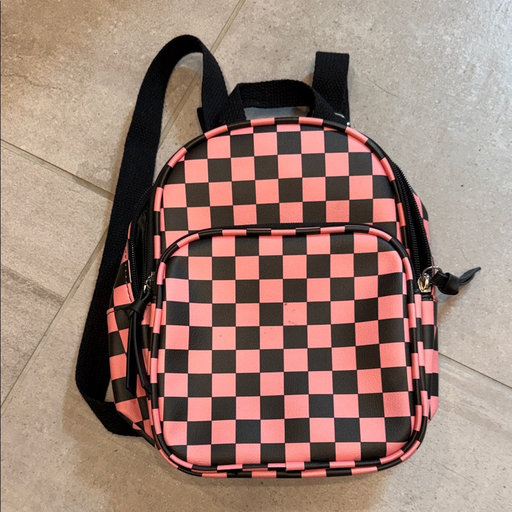 art class Pink and Black Checkerboard Kids Backpack